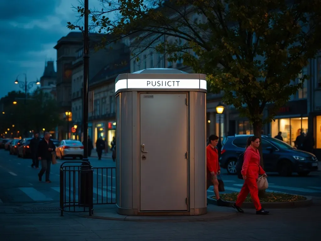 public toilet booth in city